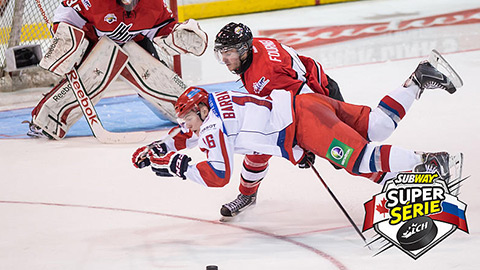 Dillon Fournier v utkání QMJHL proti juniorům Ruska na podzim 2013