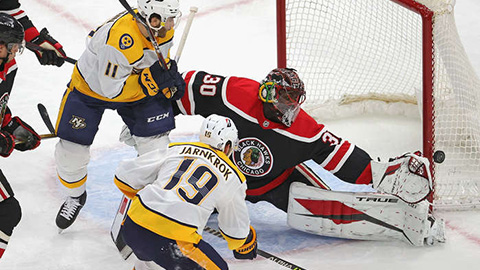 Malcolm Subban při zákroku (© Jonathan Daniel/Getty Images)