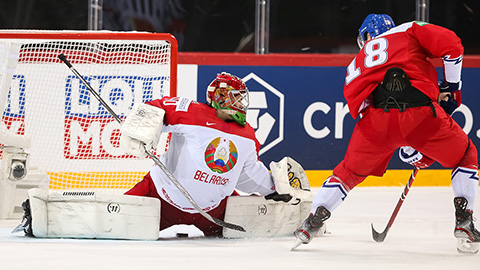 Dominik Kubalík při vítězné brance (© iihf.com)